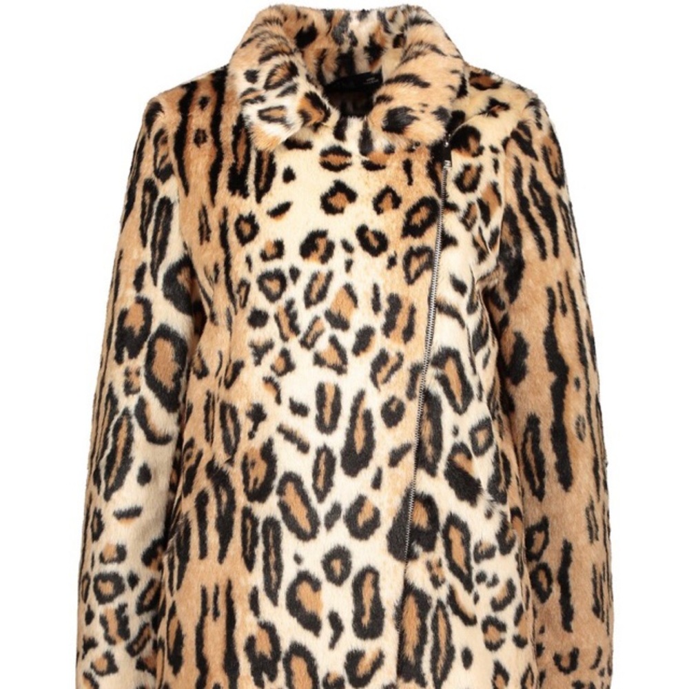 Boohoo Leopard Faux Fur Coat